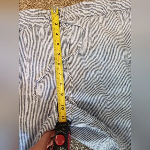 Talbots 100% Linen Pants Size 16W Blue and White Stripe - Picture 7 of 10